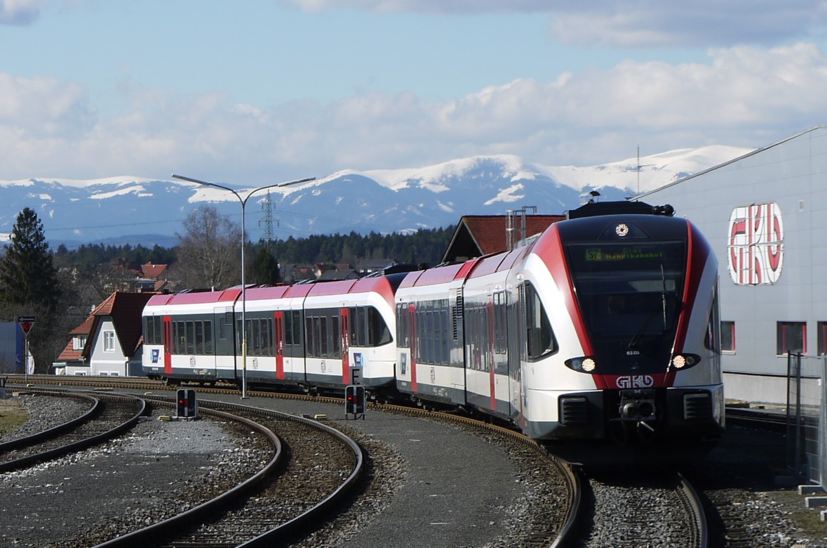 5063-Doppeltraktion als S 7 (GKB-Strecke Kflach - Graz) bei Lieboch, 21.3.13.