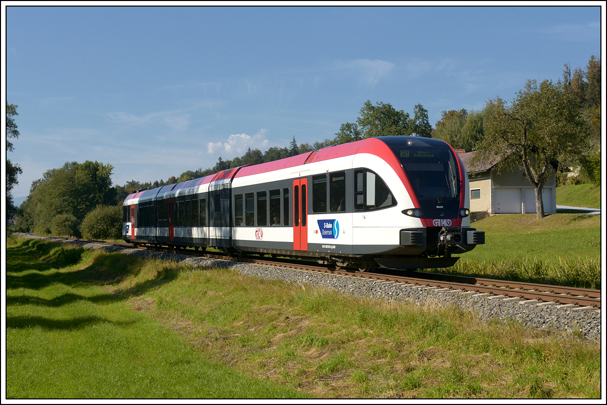 5063.001 am 10.9.2018 als S 61 (R 8565) von Graz nach Wies-Eibiswald, aufgenommen im Oisnitzgraben kurz nach dem Bahnhof Lannach. 