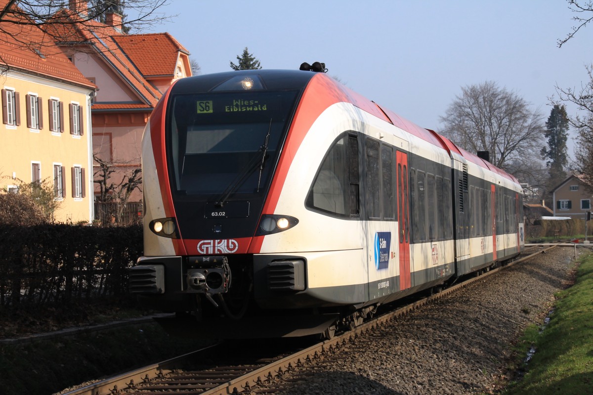 5063.02 am 8. März 2014 nach dem Bahnhof Deutschlandsberg Richtung Wies.