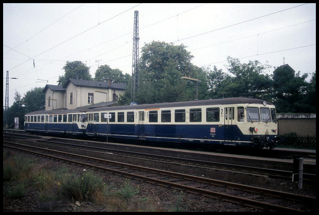 515591 mit zweitem ETA als Sonderzug am 23.9.1995 im Bahnhof Meerbusch Osterrath.