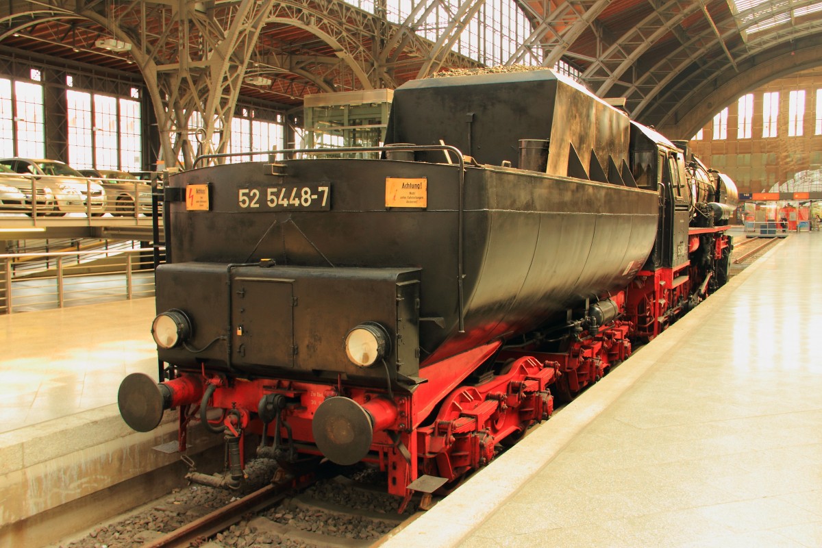 52 5448-7 Museumsgleis Leipzig Hauptbahnhof am 01.08.2012. 