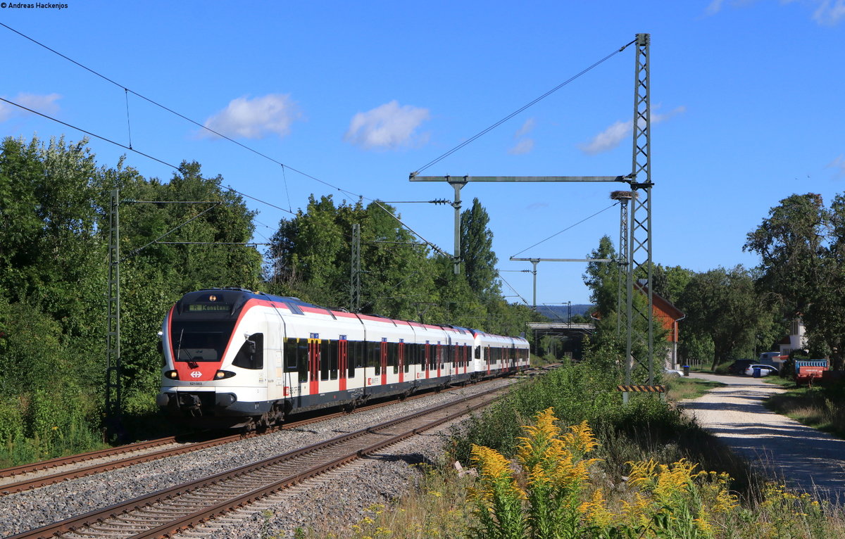 521 003-4  Weil am Rhein  und 521 201-9 als SBB87671 (Engen-Konstanz) am ehemaligen Bf Hohenkrähen 26.8.20