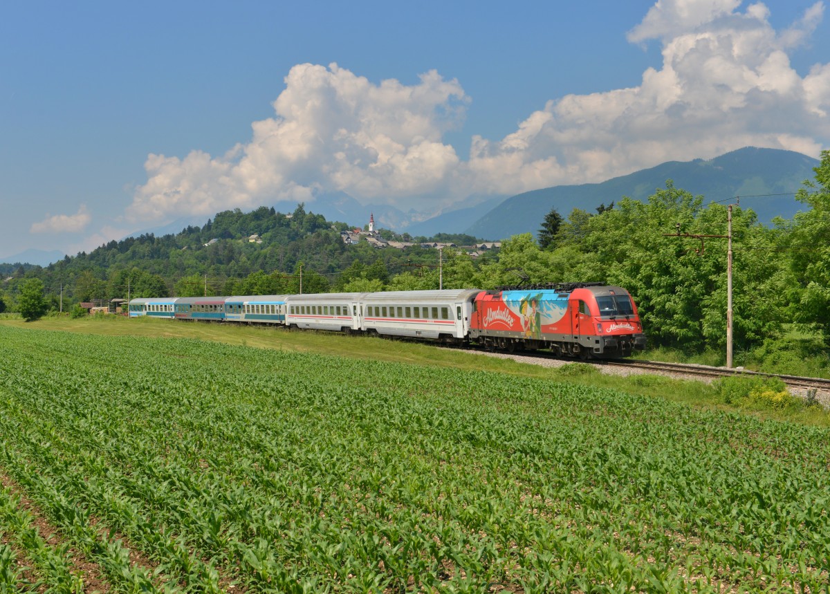 541 013 mit D 211 am 10.06.2015  bei Podnart. 