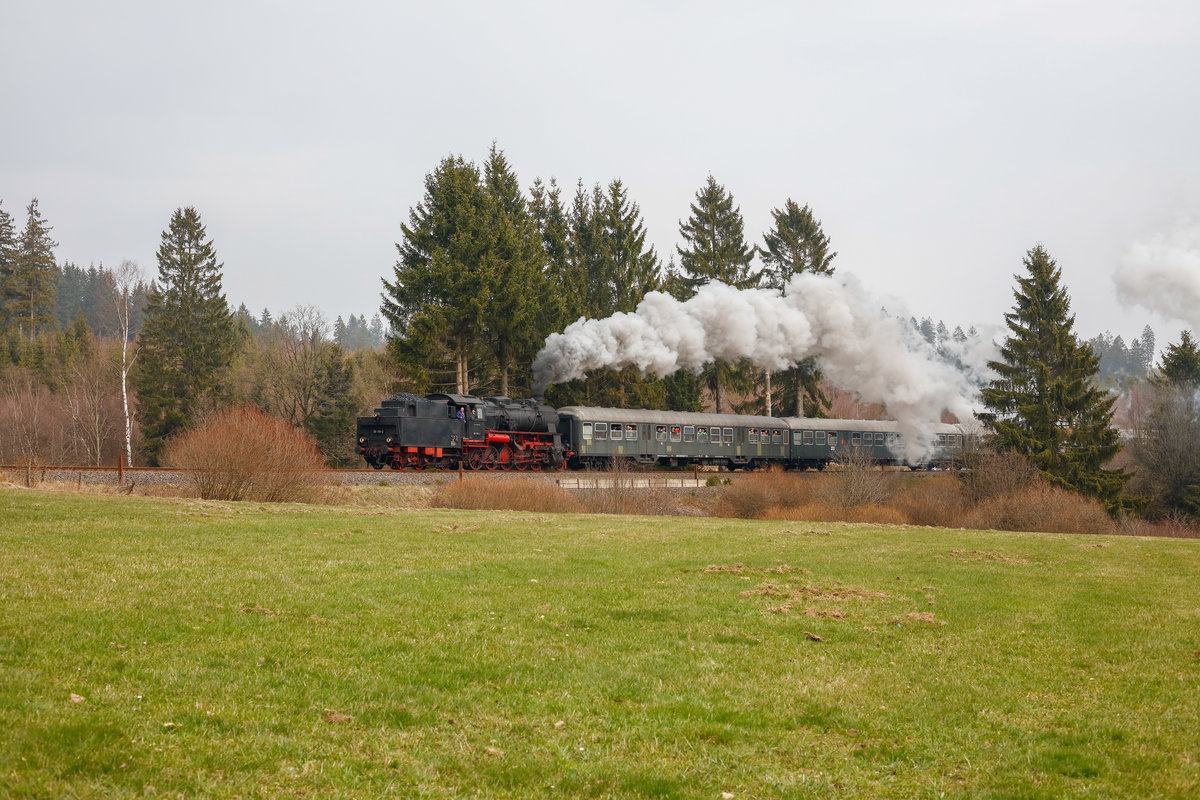58 311, beschildert als 58 1111-2, mit dem Sonderzug der Ef Treysa aus Erndtebrück nach Siegen bei Lützel, am 31.03.2019.