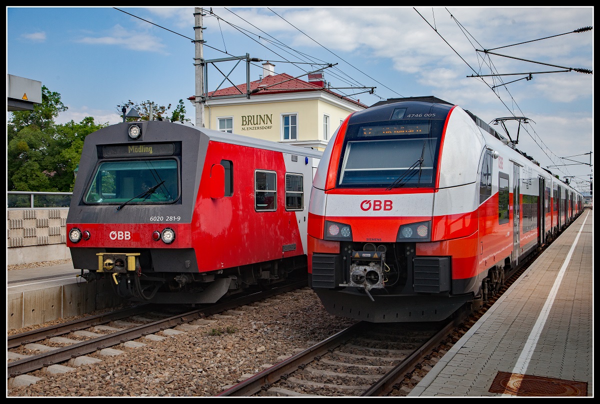 6020 281 und 4746 005 nebeneinander in Brunn Maria Enzersdorf am 18.06.2018.