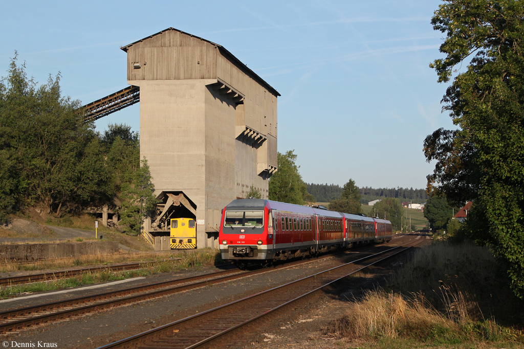 610 012, 016 und 001 als RE 3693 am 16.08.2013 in Pechbrunn.