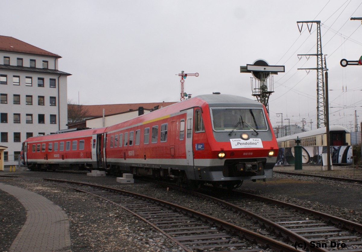 610 019/519 bei einer Ausstellung im DB Museum Nürnberg. (16.12.14 Abschiedsfahrt Pendolino)
