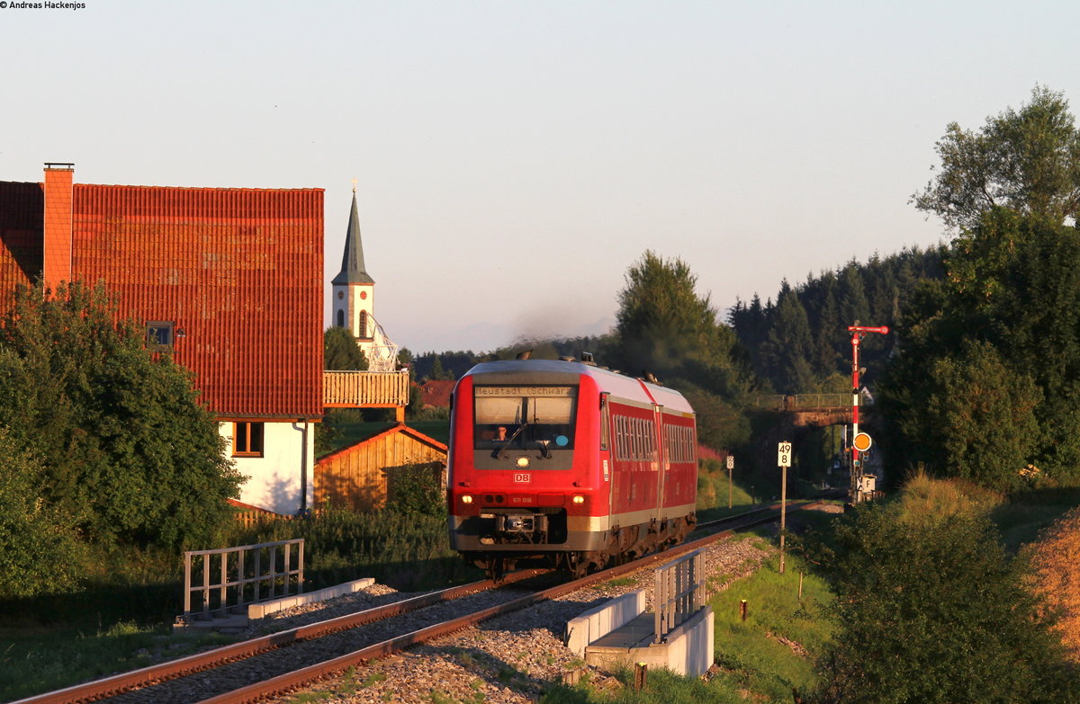 611 018-2 als RE 22317 (Rottweil-Neustadt(Schwarzw)) bei Löffingen 7.8.16