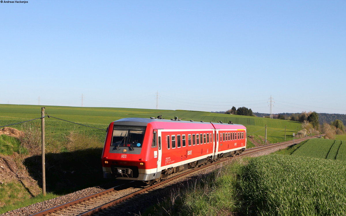 611 020-9 als RE 22305 (Rottweil-Neustadt(Schwarzw)) bei Bachheim 5.5.16