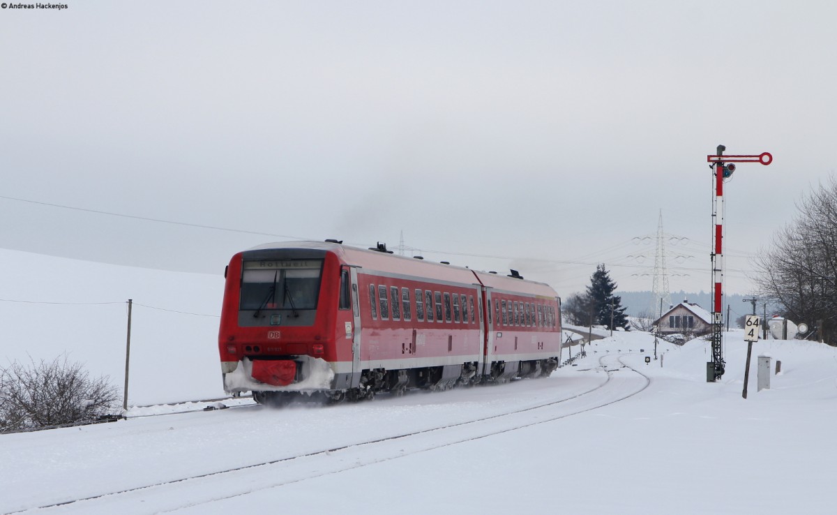 611 021-7 als RE 22306 (Neustadt(Schwarzw)-Rottweil) in Döggingen 4.2.15