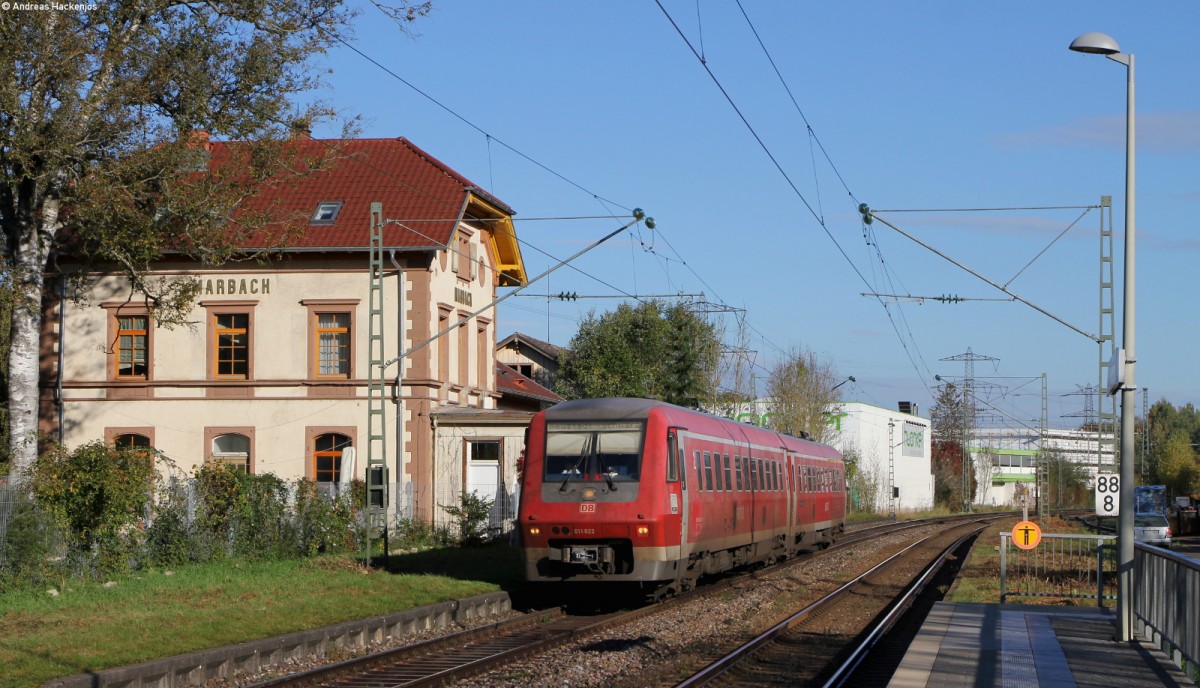 611 022-5 als RE 22307 (Rottweil-Neustadt(Schwarzw)) bei Marbach 9.10.14