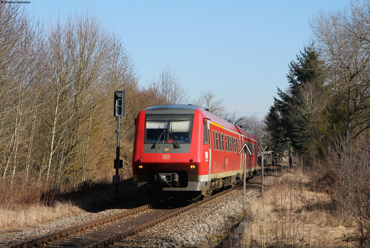 611 028-2 als RE 22311 (Rottweil-Neustadt(Schwarzw)) bei Bachheim 27.2.17