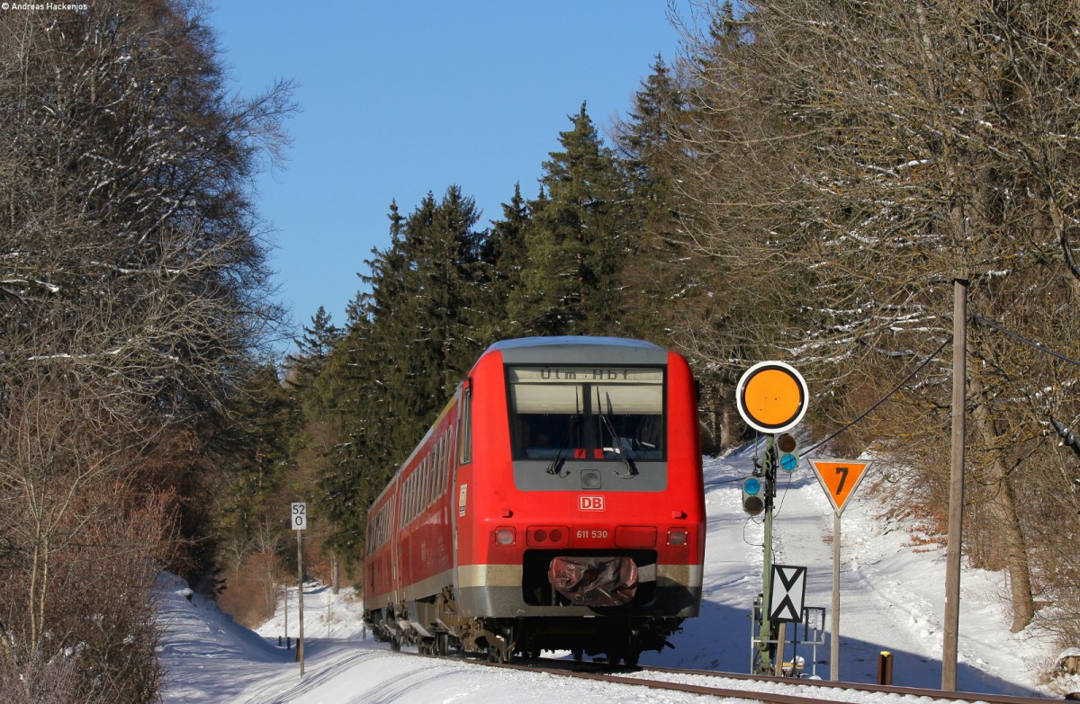 611 030-7 als IRE 3213 (Neustadt(Schwarzw)-Ulm Hbf) bei Löffingen 20.1.16