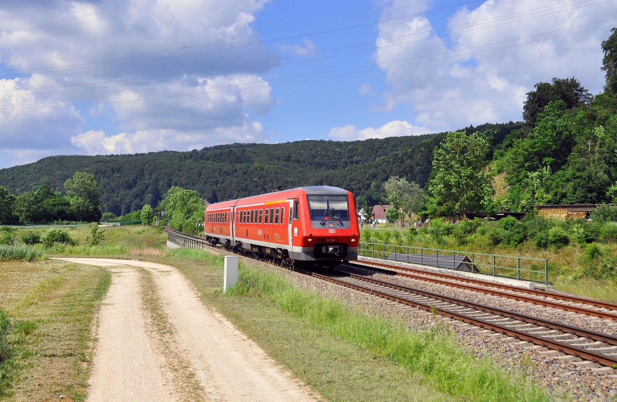 611 532 als IRE 3209 Neustadt(Schwarzw)nach Ulm-HBF bei Schelklingen am 15.6.2014