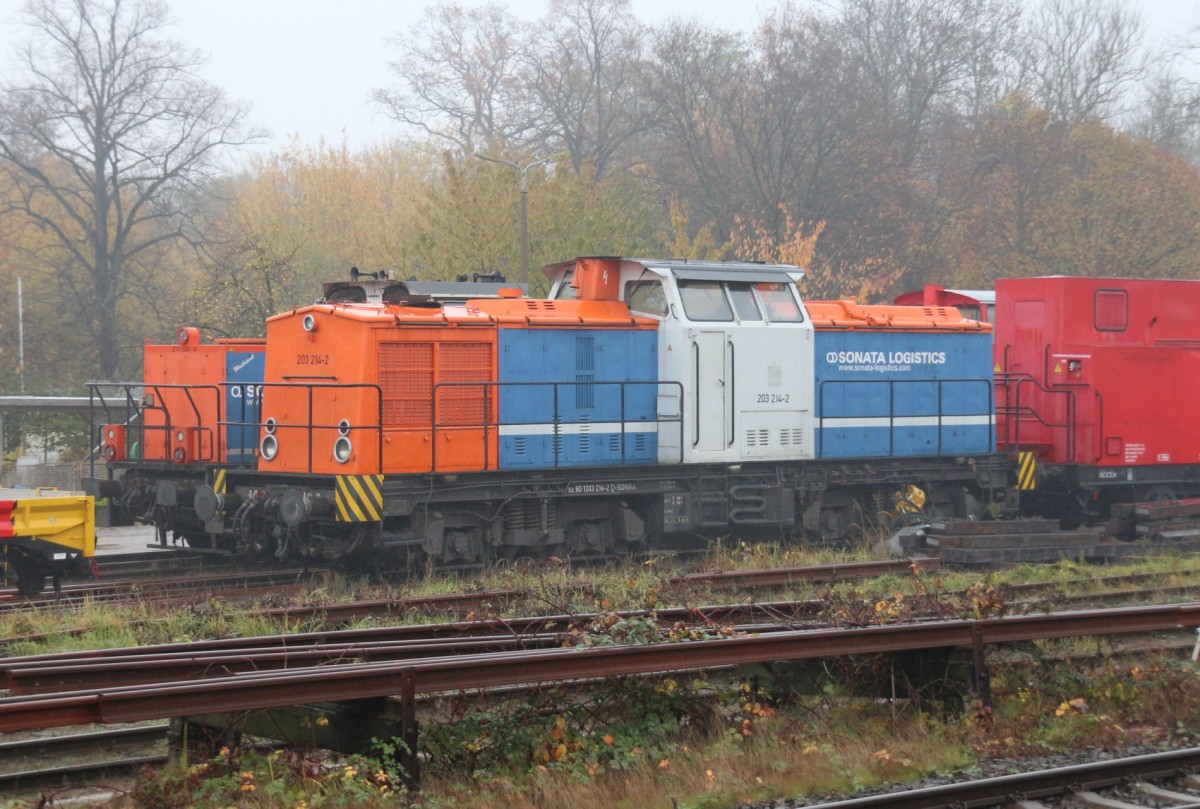 6.11.2015 Stralsund Hbf. 203 214 abgestellt. (dahinter 214 006)