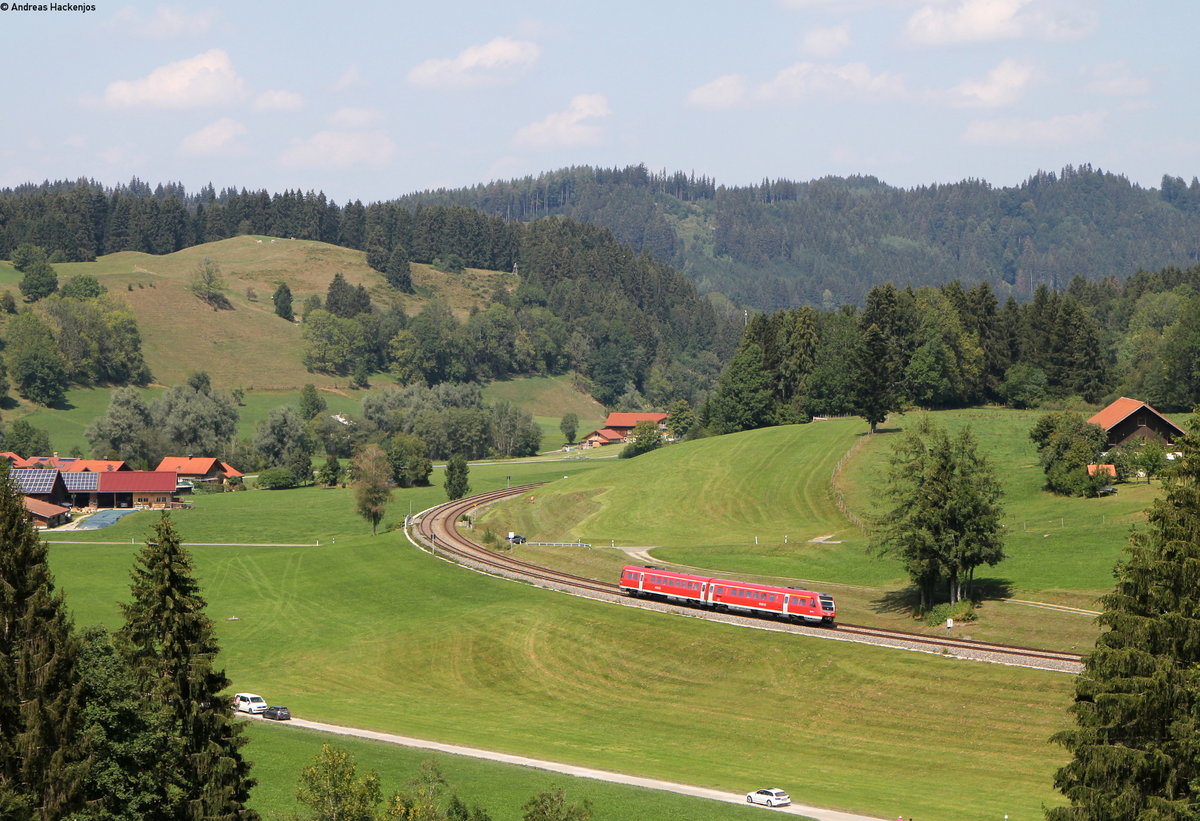 612 *** als RE 3289 (Lindau Hbf-Augsburg Hbf) bei Obertalhofen 21.8.18
