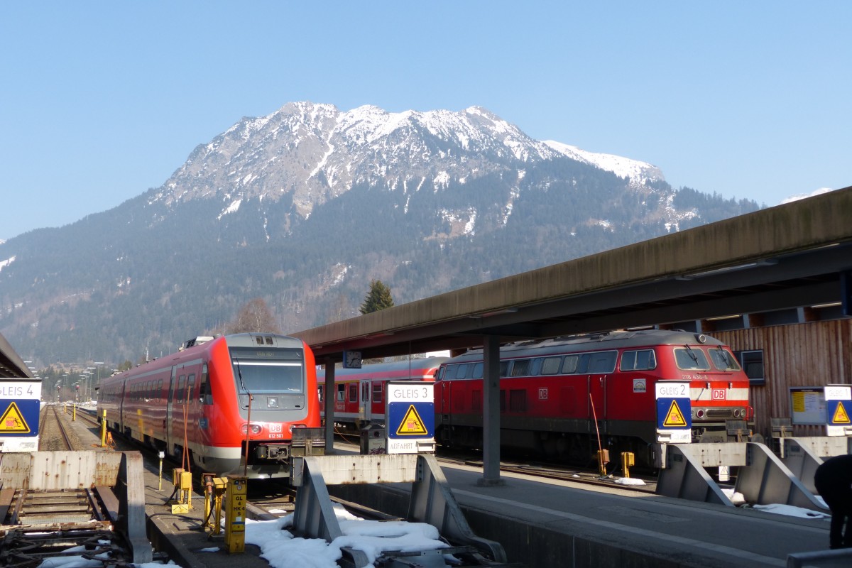 612 001 und 218 436 am 15.3.15 in Oberstdorf