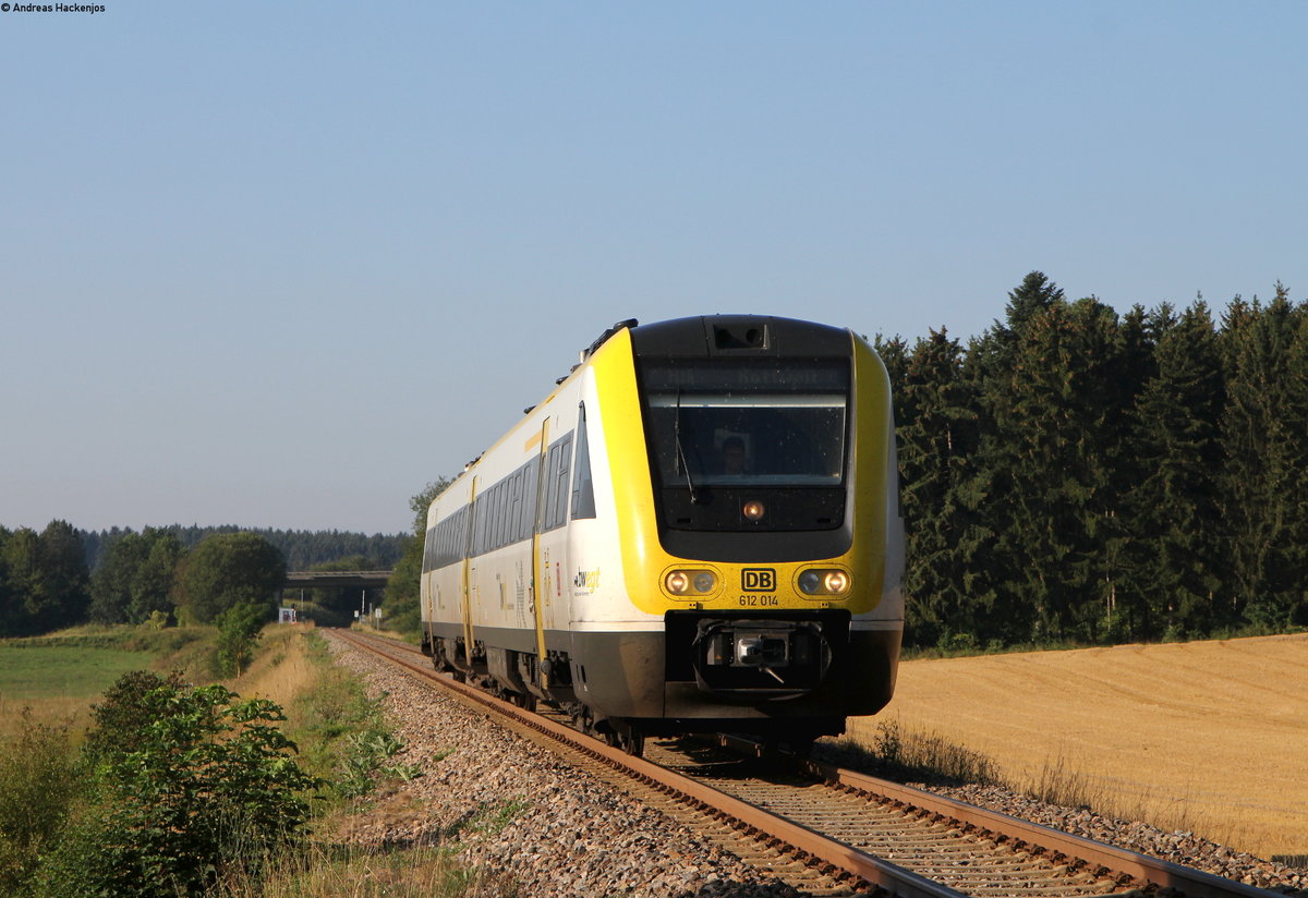 612 014-0 als RB 22372 (Villingen(Schwarzw)-Rottweil) bei Zollhaus 26.8.19