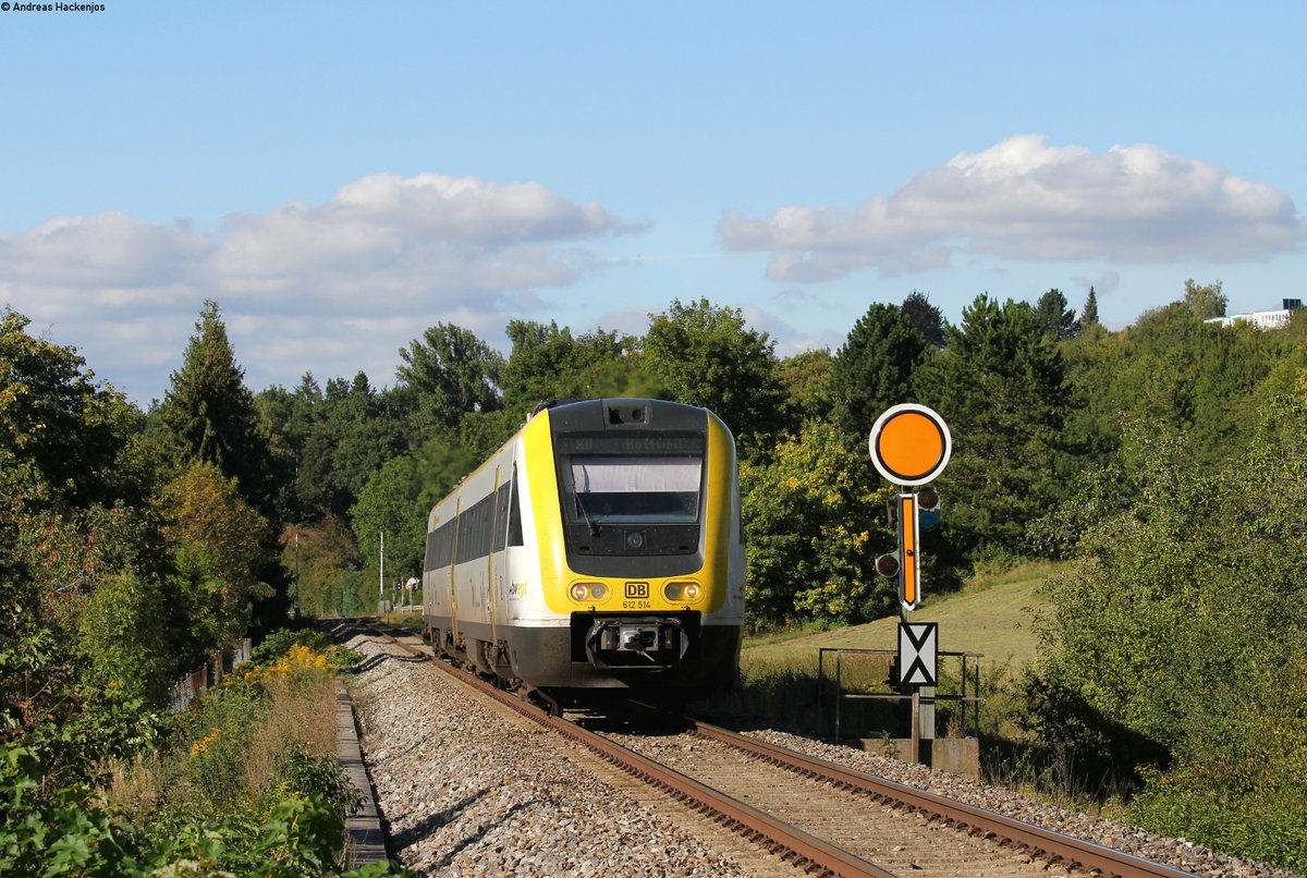 612 014-0 als RB 22380 (Villingen(Schwarzw)-Rottweil) bei Villingen 13.9.19