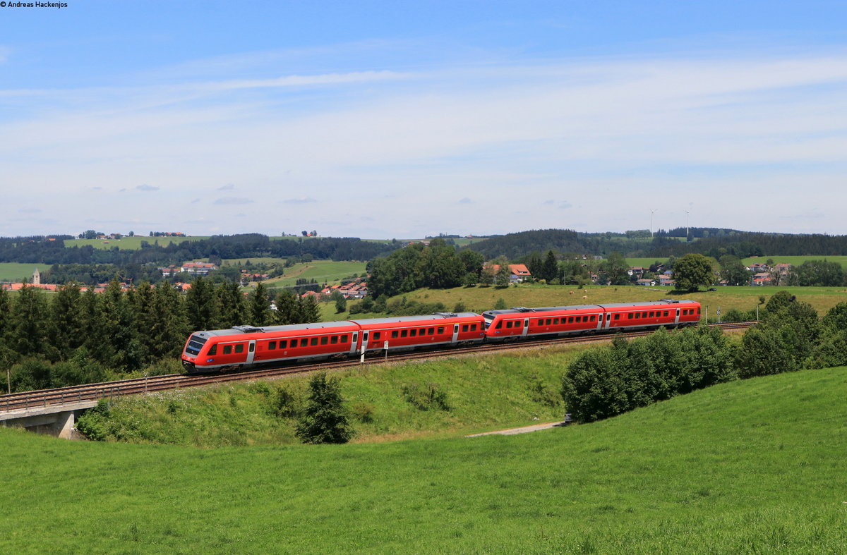 612 049-6 und 612 143-7 als RE 3288/RE 3388 (Augsburg Hbf-Lindau Hbf/Oberstdorf) bei Günzach 13.7.20