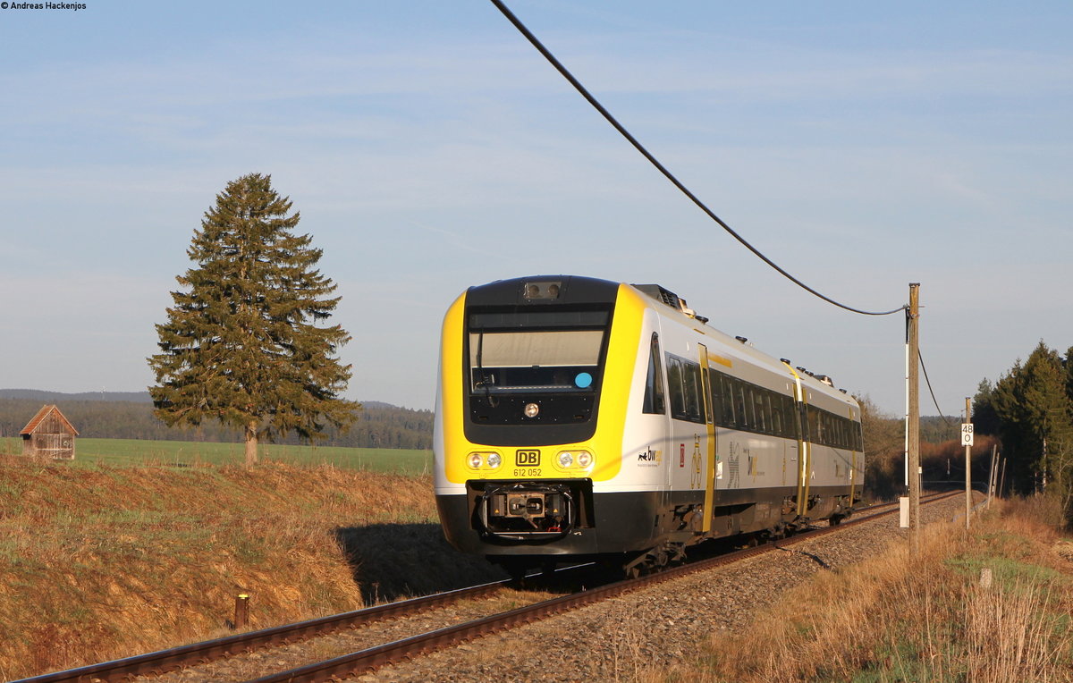 612 052-0 als RE 26380 (Neustadt(Schwarzw)-Villingen(Schwarzw)) bei Löffingen 18.4.18