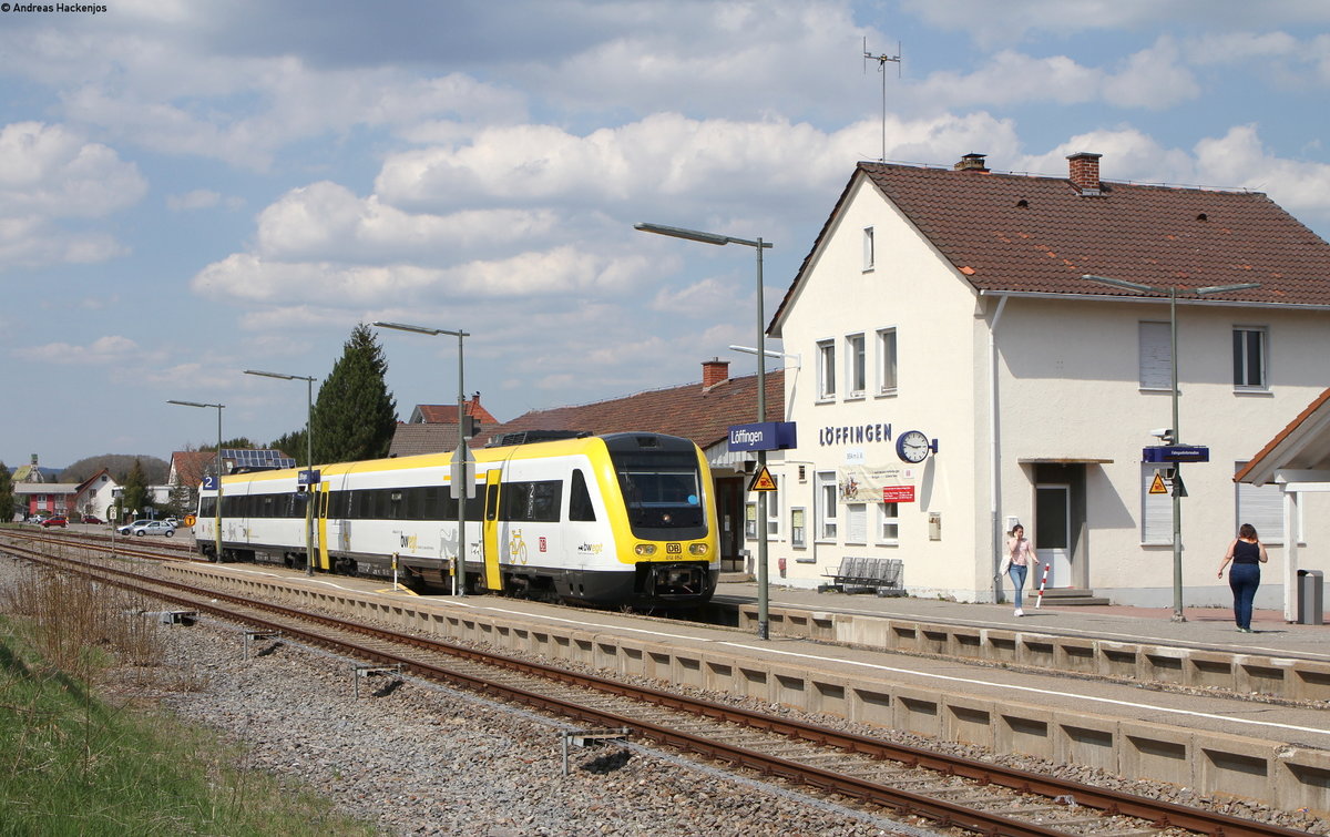 612 052-0 als RE 3213 (Neustadt(Schwarzw)-Ulm Hbf) in Löffingen 21.4.18