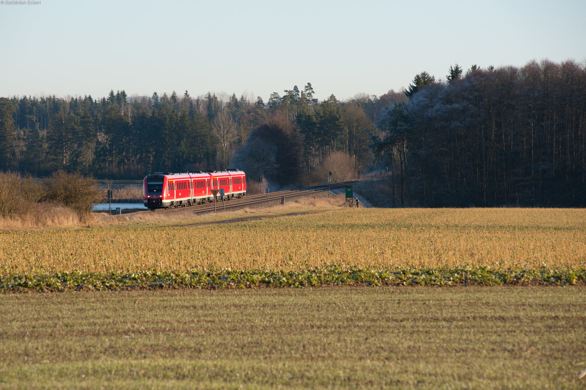 612 056 mit dem RE 3694 von Regensburg nach Hof bei Oberteich, 30.12.2016