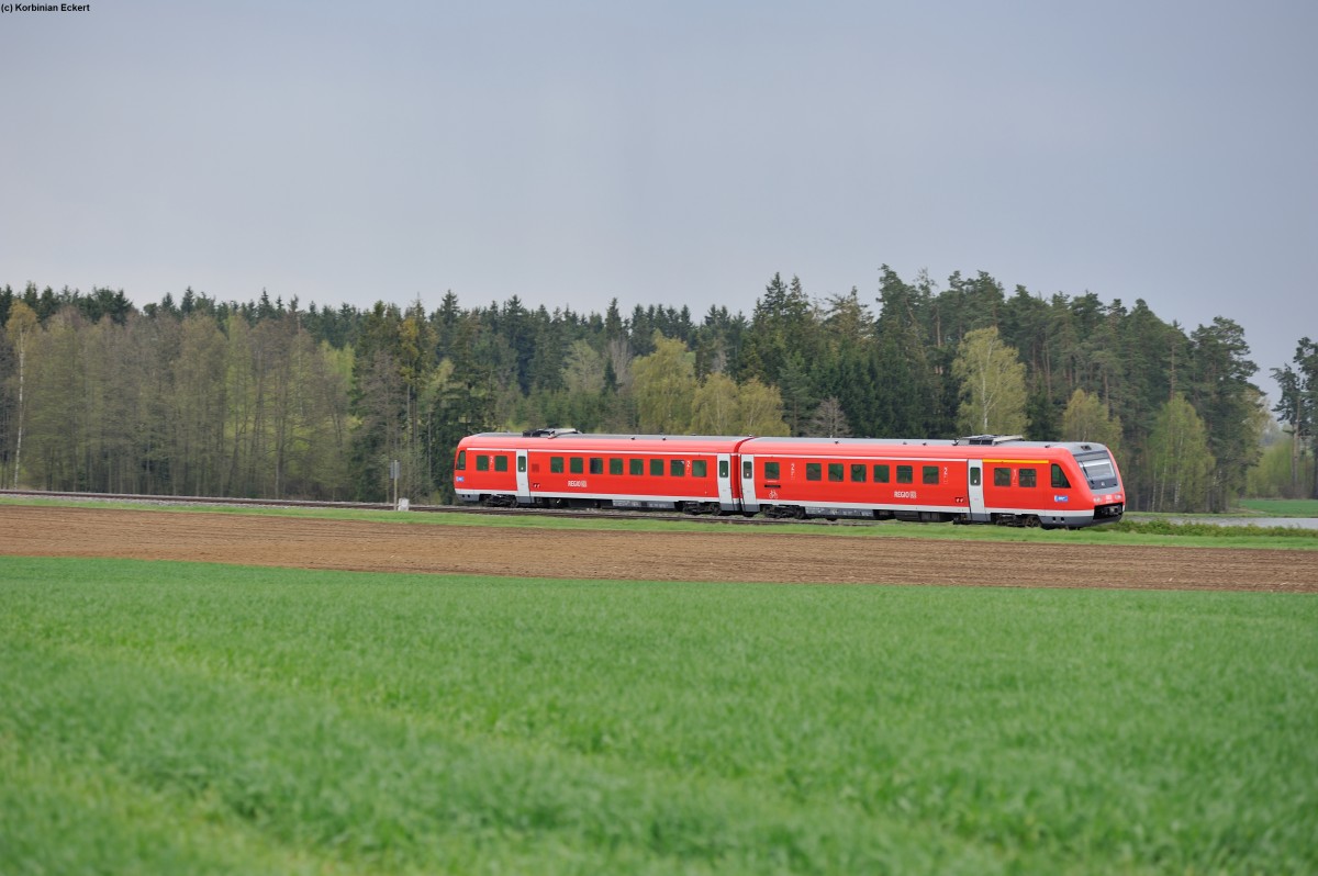 612 066 als Überführungsfahrt bei Oberteich Richtung Weiden, 30.04.2015
