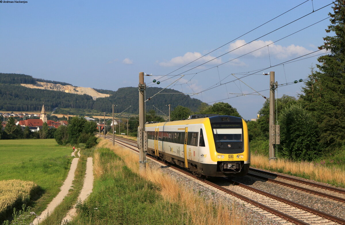 612 067-8 als RE 3222 (Ulm Hbf-Donaueschingen) bei Geisingen 20.7.21