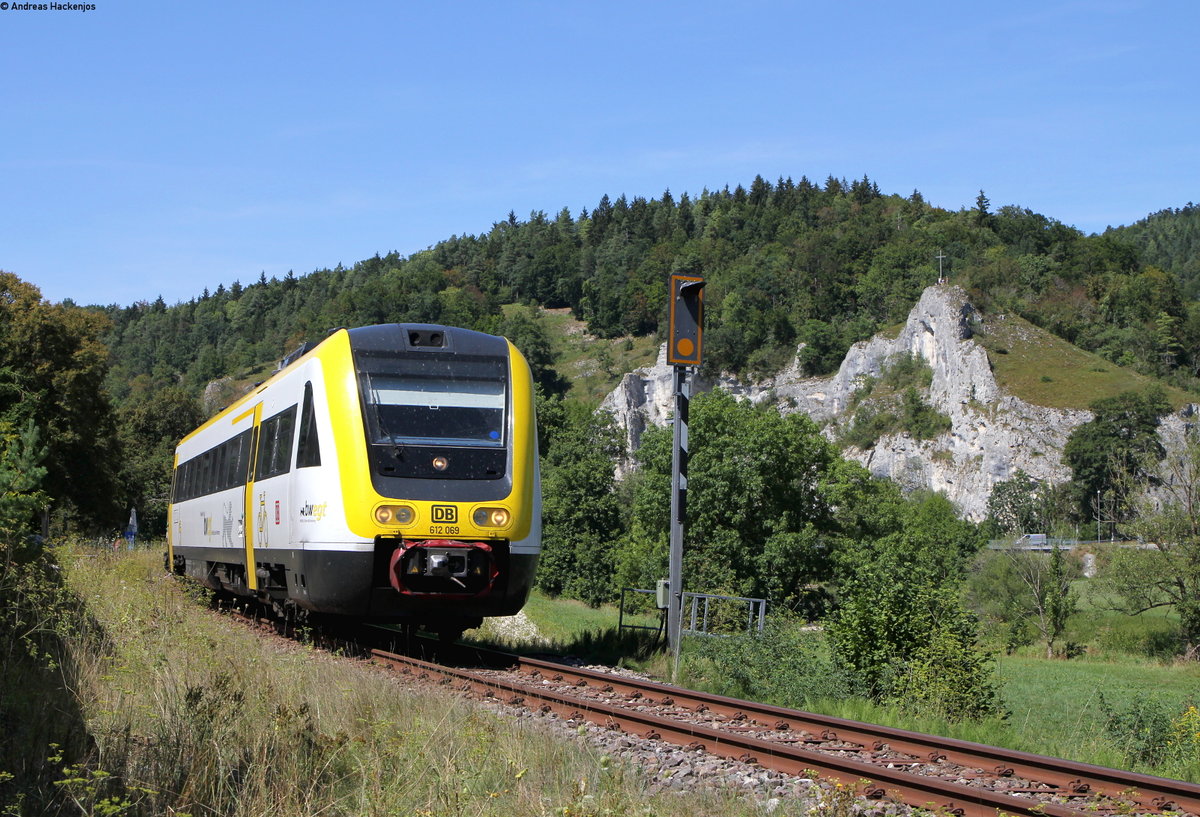 612 069-5 und 612 104-9 als RE 3211 (Donaueschingen-Ulm Hbf) bei Gutenstein 12.8.18
