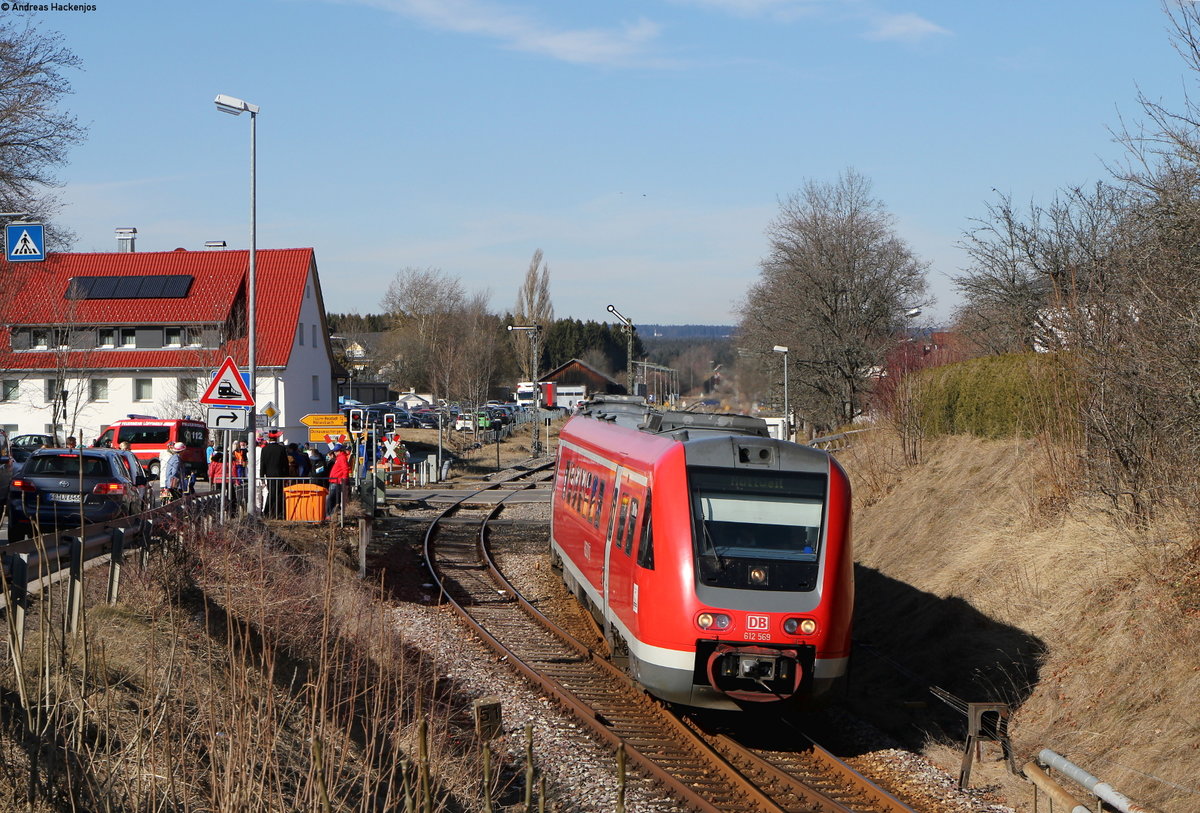612 069-5 als RE 22306 (Neustadt(Schwarzw)-Rottweil) in Löffingen 27.2.17