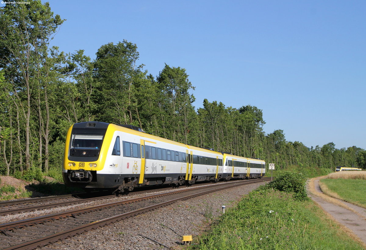 612 071-5 und 612 139-5 als IRE 3043 (Basel Bad Bf-Aulendorf) bei Bad Säckingen 10.7.19