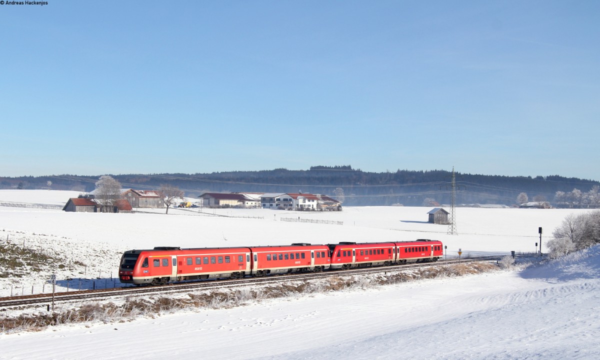 612 073-6 und 612 080-1 als RE 3186/RE 3886 (Augsburg Hbf-Lindau Hbf/Oberstdorf) bei Aitrang 3.12.13