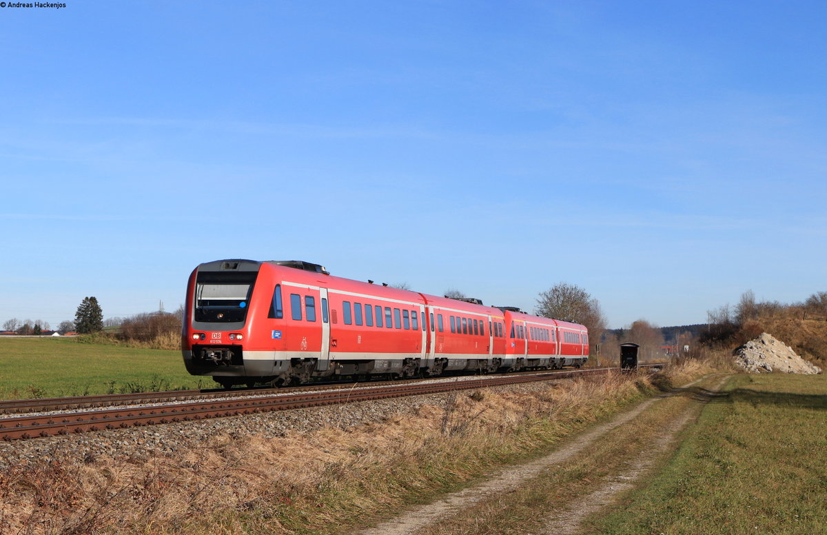 612 074-4 und 612 143-7 als RE 57586 (München Hbf-Kempten(Allgäu)Hbf) bei Ruderatshofen 14.11.20