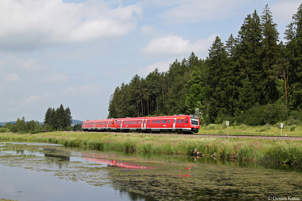 612 075 + 074 als RE 3185 am 21.06.2014 bei Aitrang.