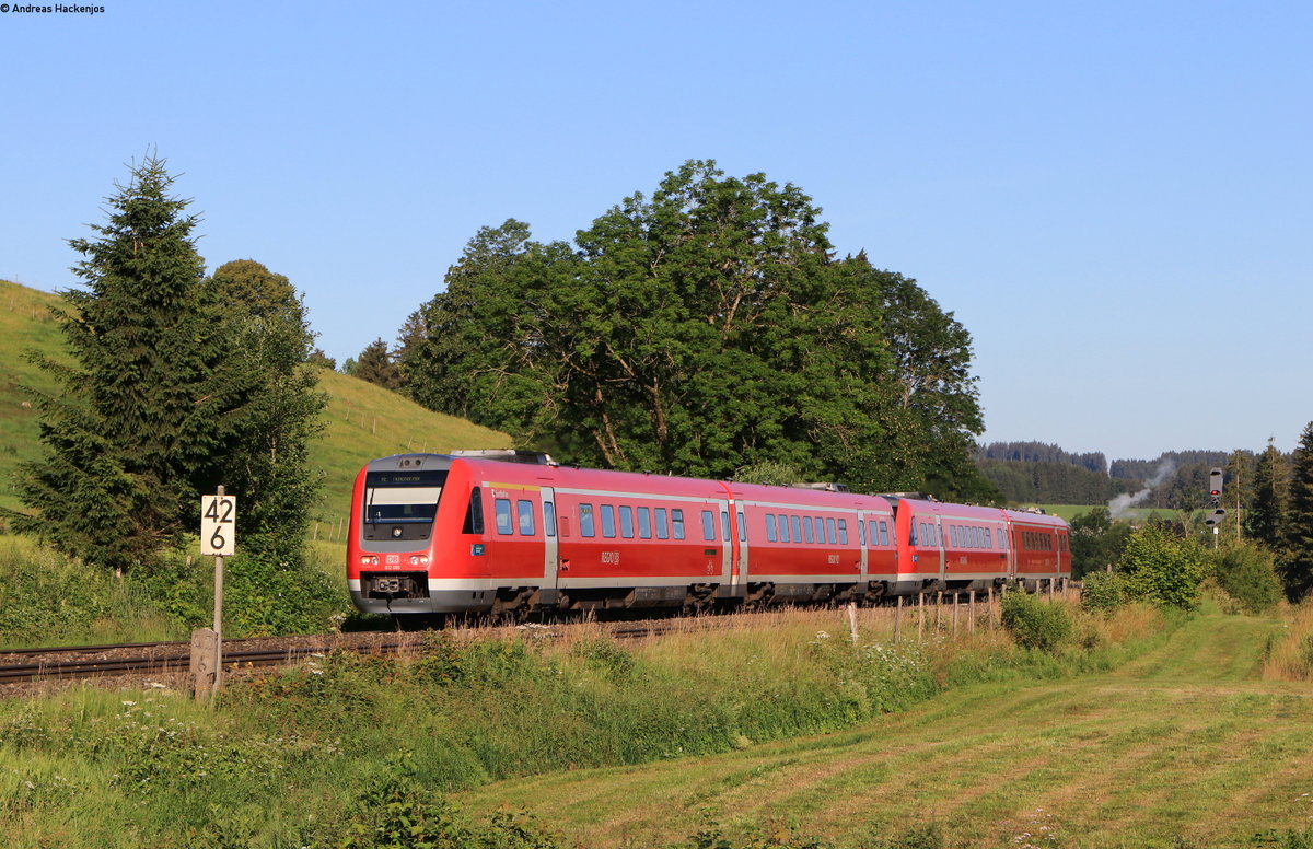 612 089-2 und 612 120-5 als RE 57583 (Kempten(Allgäu)Hbf-München Hbf) bei Günzach 8.7.20