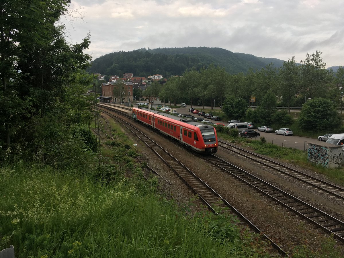 612 109 als Re nach Ulm Hbf am 06.06.17 bei der Ausfahrt in Blaubeuren.