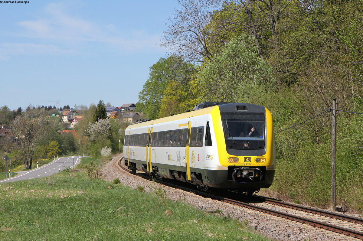 612 131-2 als RE 3211 (Neustadt(Schwarzw)-Ulm Hbf) bei Löffingen 27.4.18