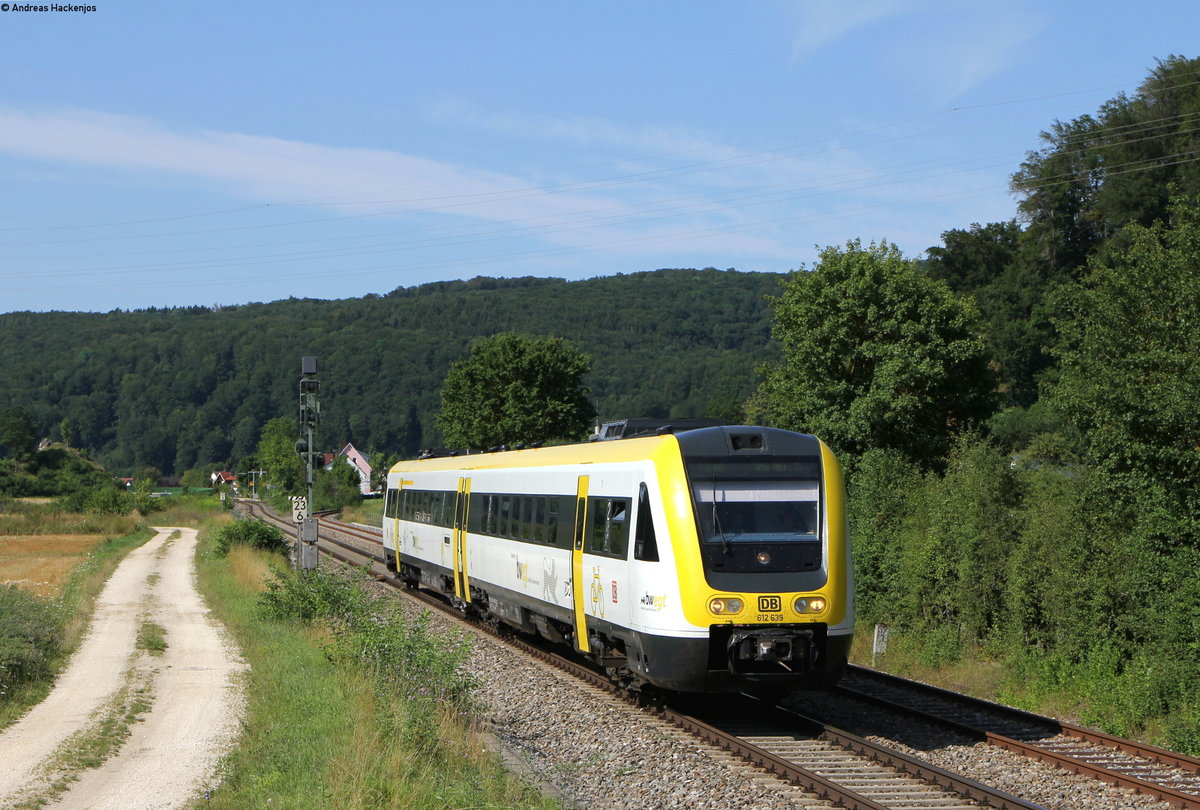 612 139-5 als RE 22315 (Sigmaringen-Ulm Hbf) in Schelklingen 1.8.19
