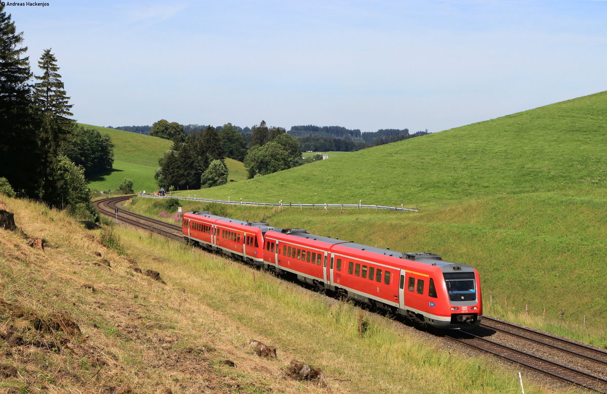 612 143 und 612 049-6 als RE 3385/RE 3285 (Oberstdorf/Lindau Hbf-Augsburg Hbf) bei Günzach 13.7.20