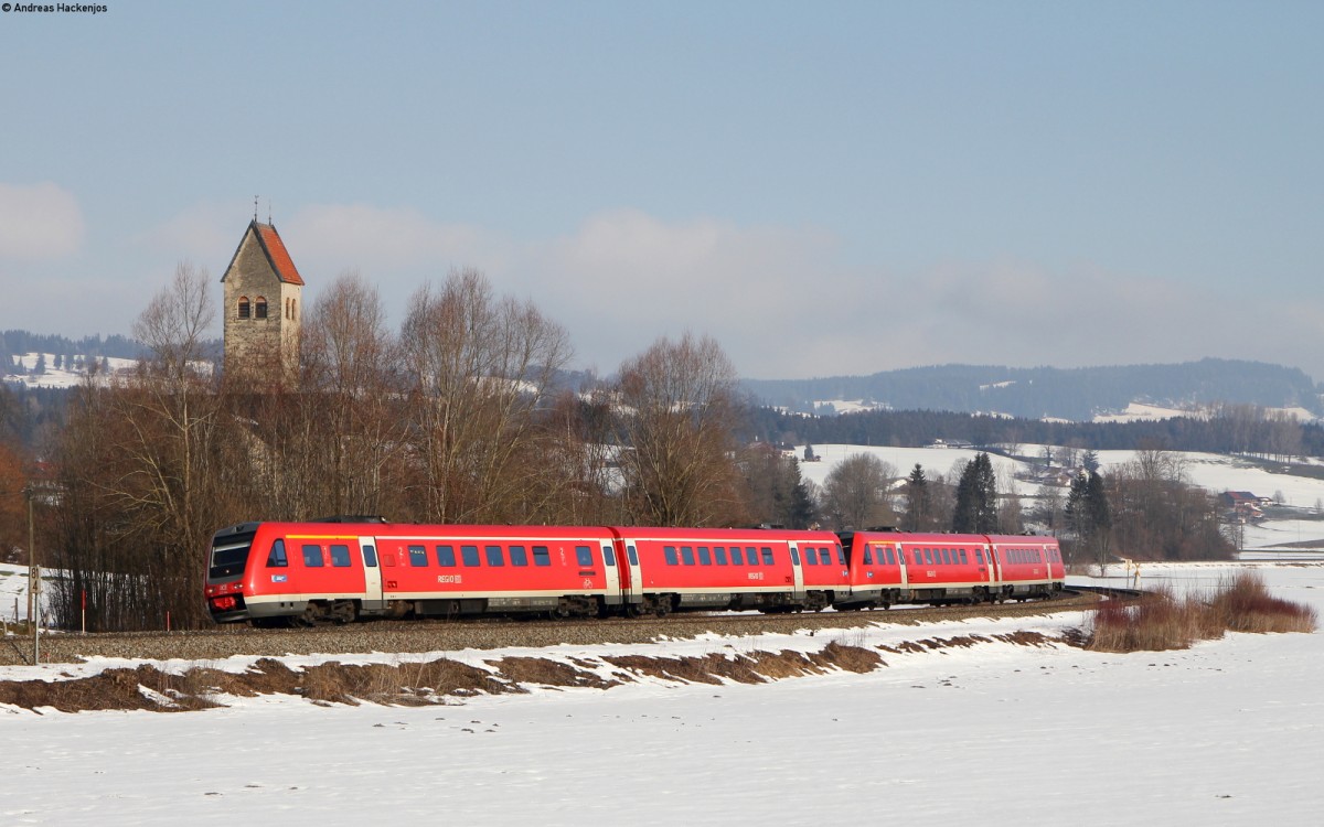 612 143-7 und 612 091-8 als RB 3843/RB 57641 (Ulm Hbf-Wangen(Allgäu)/Oberstdorf) bei Stein 9.3.16
