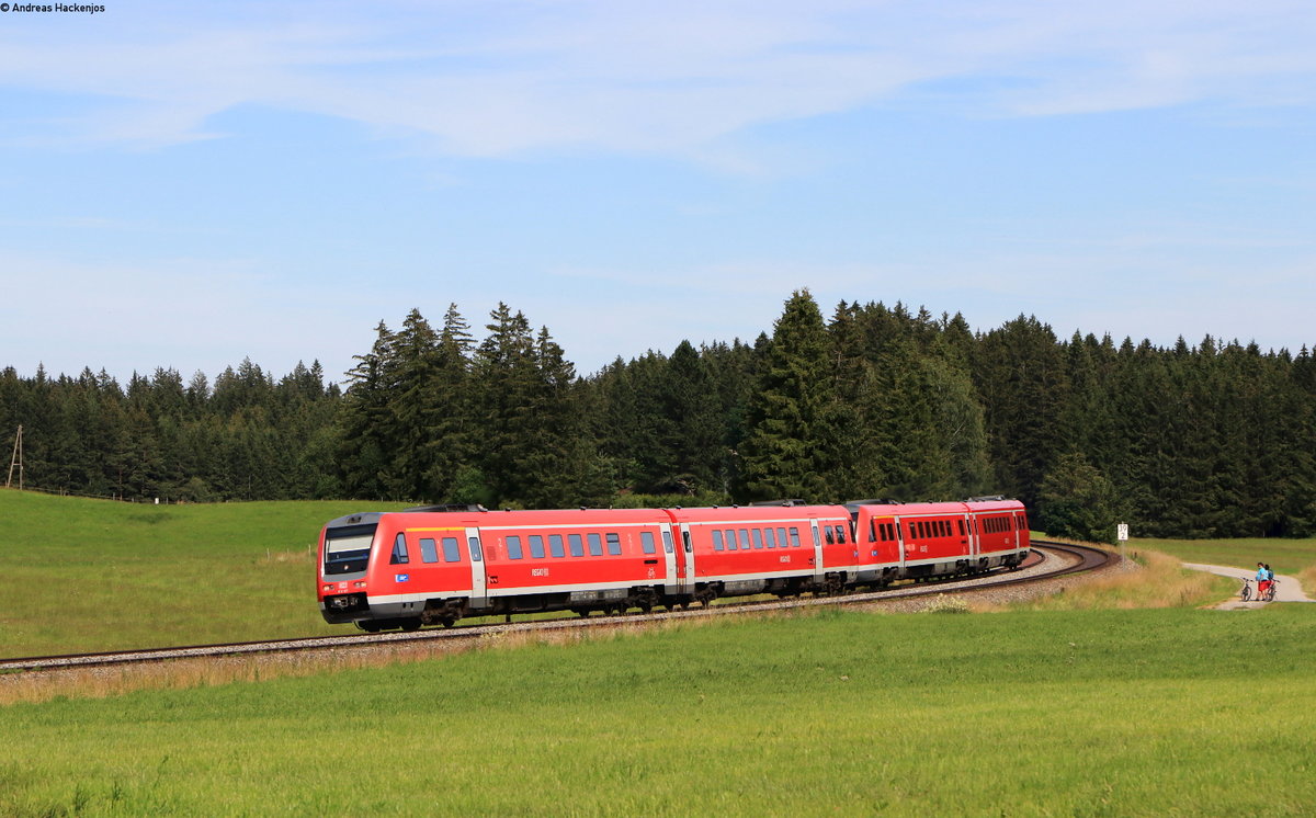 612 167-7 und 612 002-5 als RE 57590 (München Hbf-Kempten(Allgäu)Hbf) bei Riedels 13.7.20