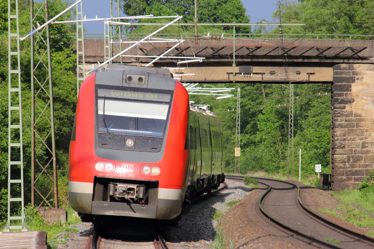 612 596 DB Regio in Michelau am 21.05.2012. (Bild entstand vom Bahnsteig im Haltepunkt Michelau)