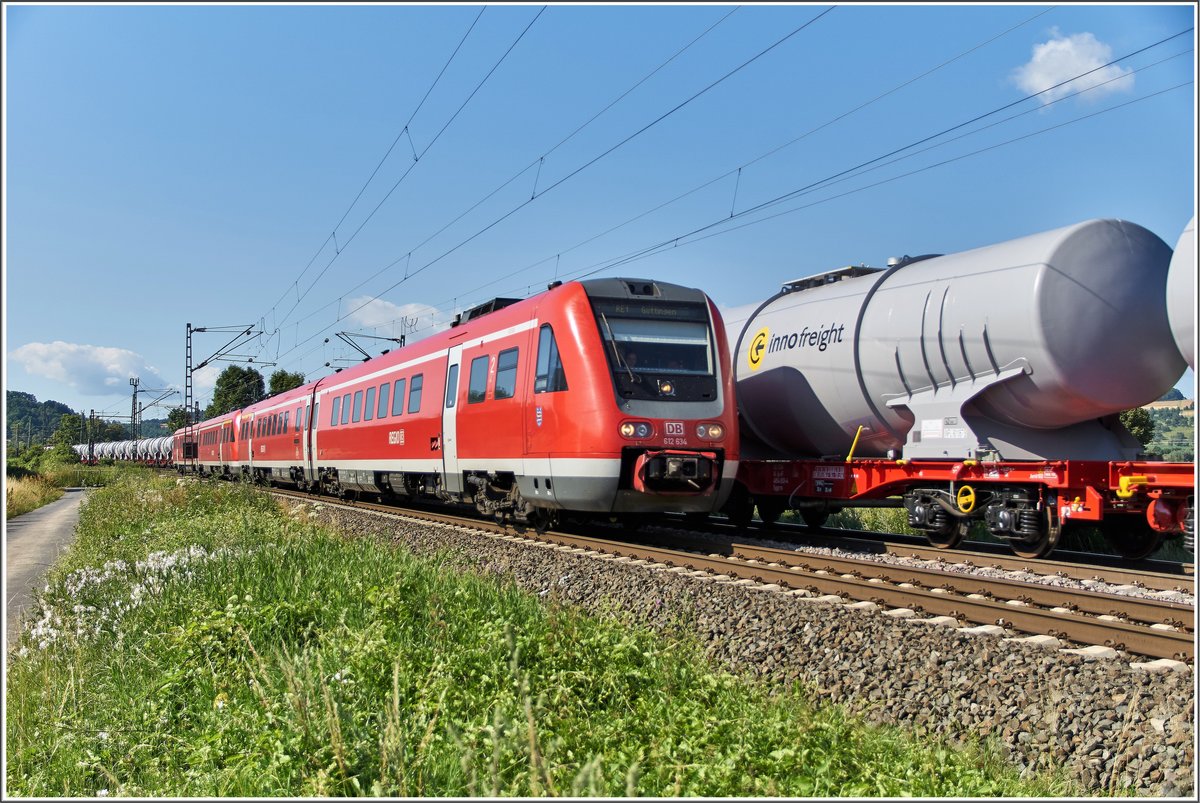 612 634-5 ist als RE 1 nach Göttingen unterwegs,gesehen am 22.07.2020