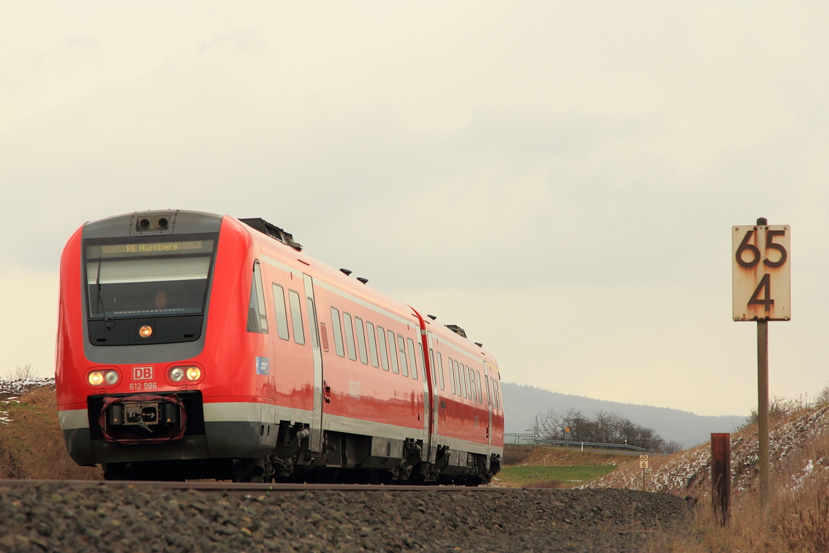 612 986 DB Regio bei Marktleuthen am 25.02.2016.