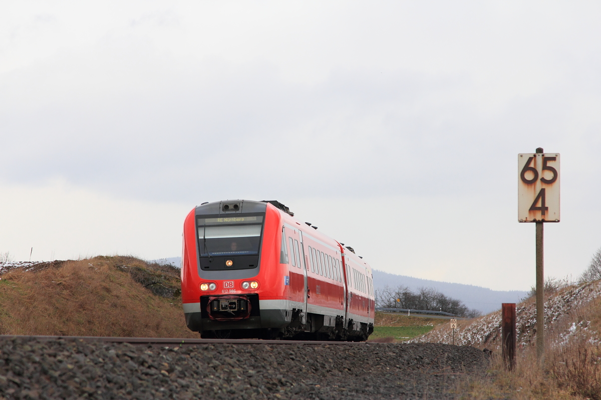 612 986 DB Regio bei Marktleuthen am 25.02.2016.