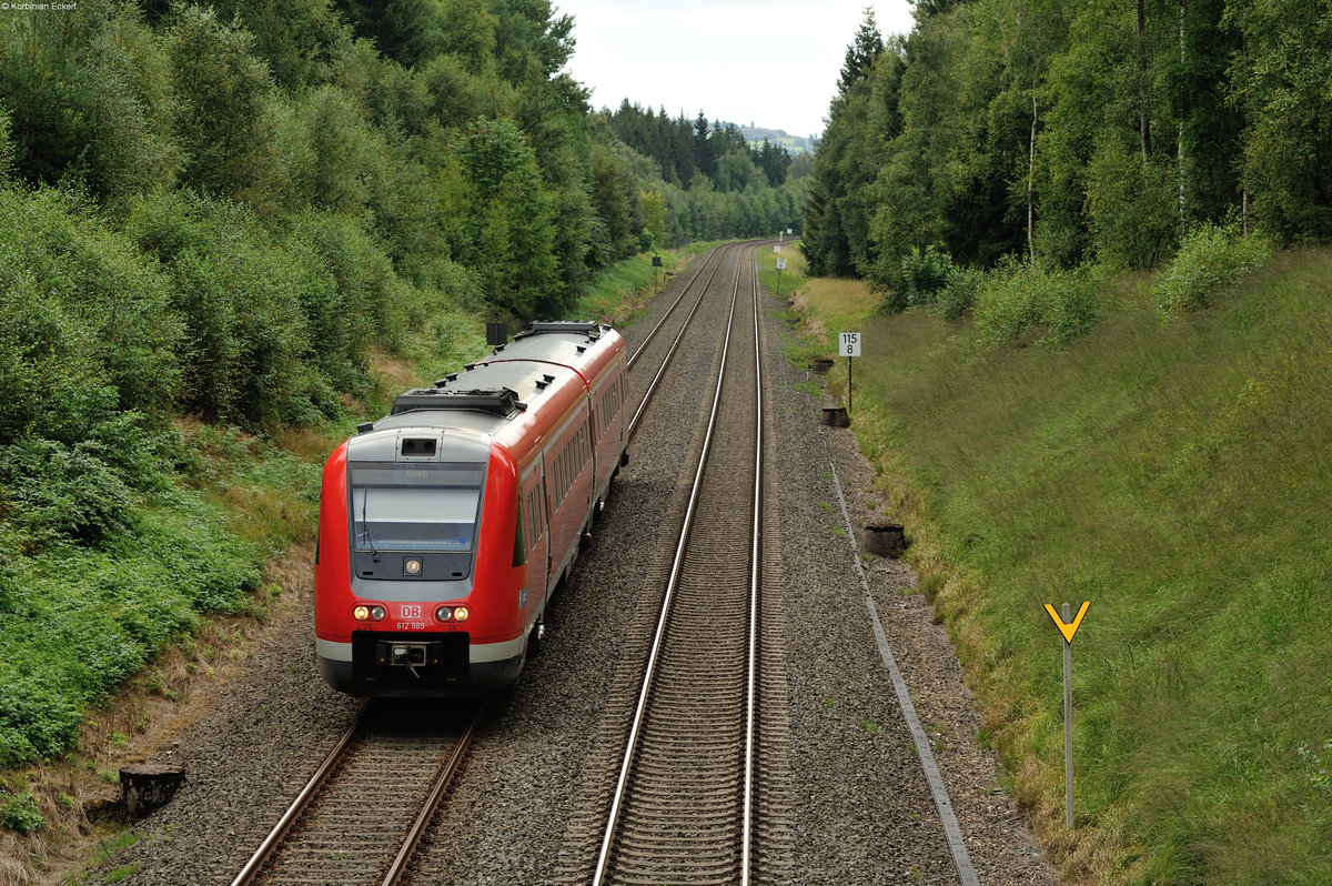 612 989 mit dem RE5287 von Nürnberg nach Hof bei Neusorg, 20.08.2016