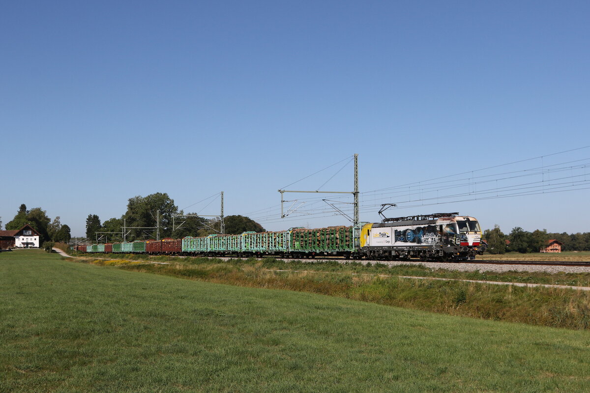 6193 591 von  LOKO TRAIN  war mit einem Holzzug am 13. August 2026 bei �bersee am Chiemsee in Richtung Salzburg unterwegs.