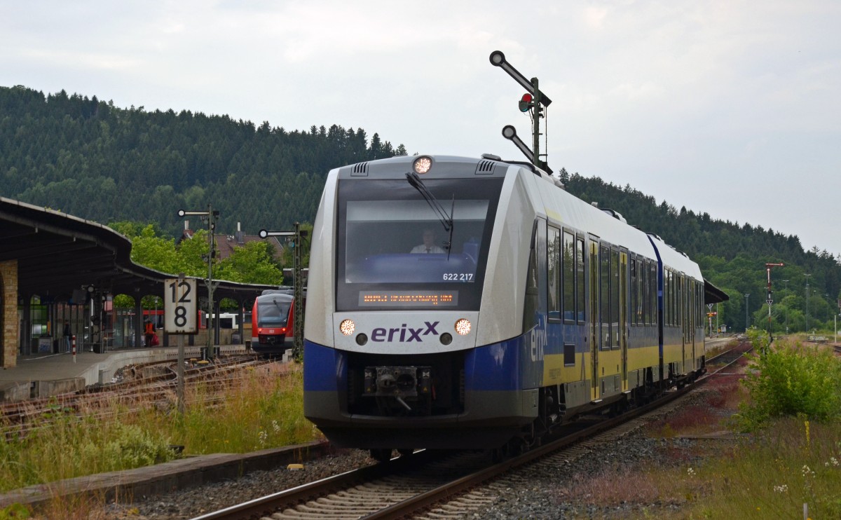 622 217 verlässt am Morgen des 29.06.15 Goslar in Richtung Braunschweig.
