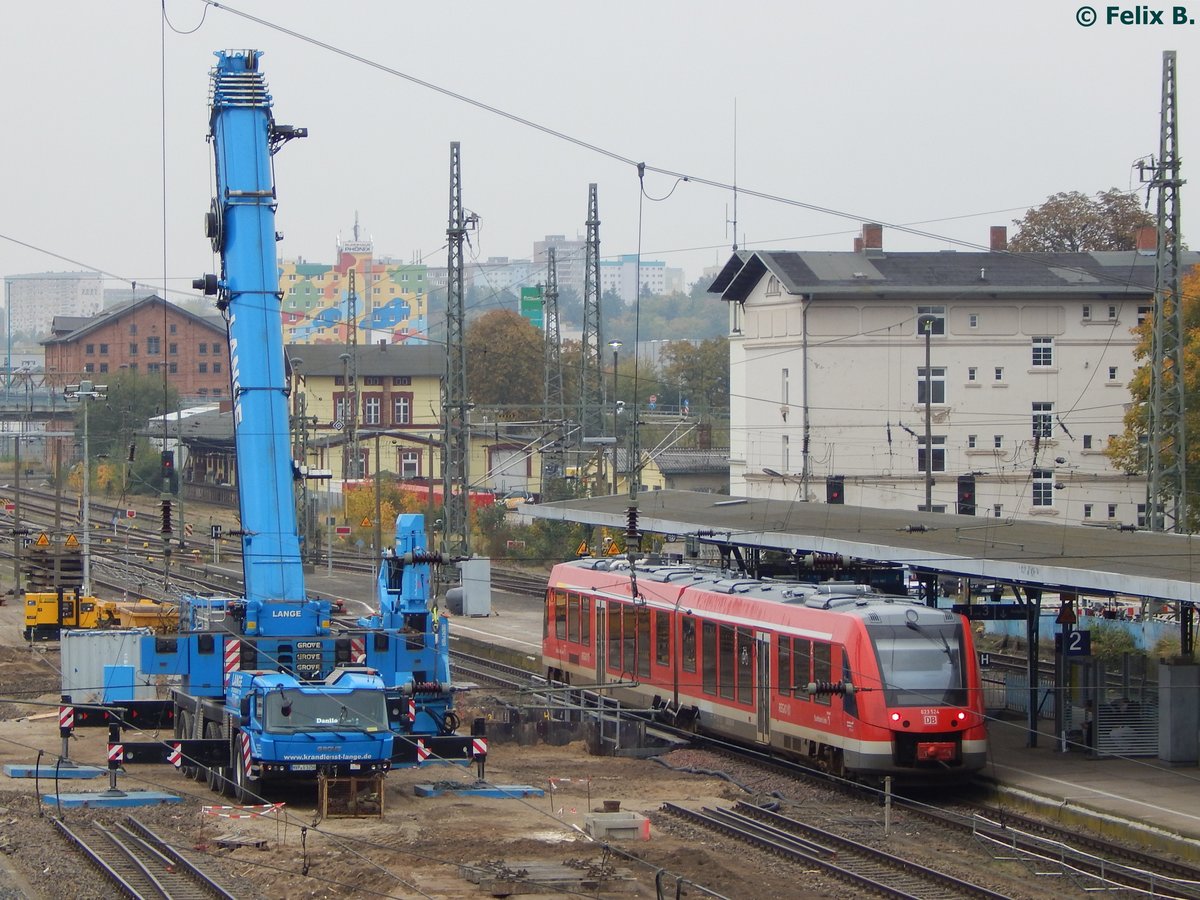 623 524 in Neubrandenburg am Bhanhof, welcher zurzeit umgebaut wird. 15.10.2016